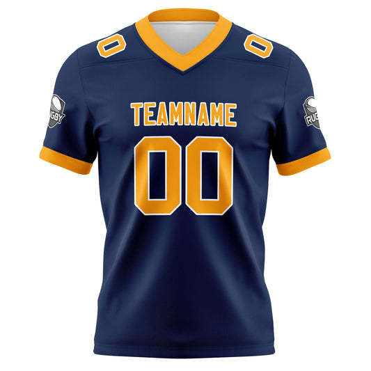 Benutzerdefinierte Blau Gelb Fußball Trikots Personalisierter Name Nummer Logo