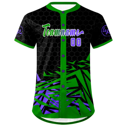 Benutzerdefiniert Schwarz Grün Personalisierter Baseball Jersey mit Farbverlauf Team Uniform mit Namen und Nummer