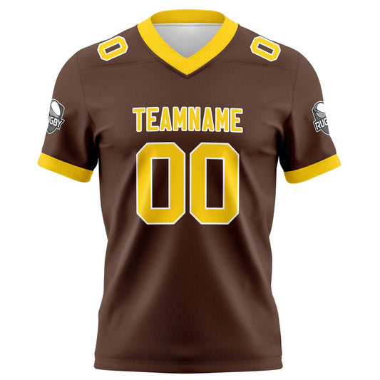 Benutzerdefinierte Braun Gelb Fußball Trikots Personalisierter Name Nummer Logo