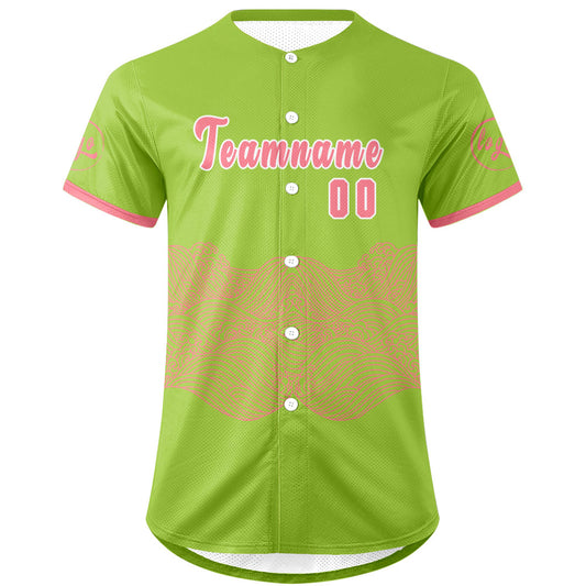 Benutzerdefiniert Grün Rosa Personalisierter Baseball Jersey mit Farbverlauf Team Uniform mit Namen und Nummer