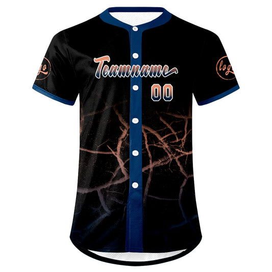 Benutzerdefiniert Schwarz Marine Blau Personalisierter Baseball Jersey mit Farbverlauf Team Uniform mit Namen und Nummer