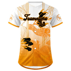 Benutzerdefiniert Orange Weiß Personalisierter Baseball Jersey mit Farbverlauf Team Uniform mit Namen und Nummer
