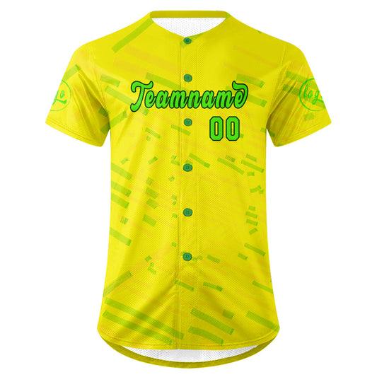 Benutzerdefiniert Gelb Grün Personalisierter Baseball Jersey mit Farbverlauf Team Uniform mit Namen und Nummer