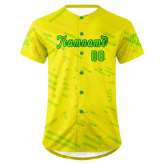 Benutzerdefiniert Gelb Grün Personalisierter Baseball Jersey mit Farbverlauf Team Uniform mit Namen und Nummer