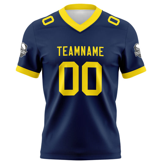 Benutzerdefinierte Marine Gelb Fußball Trikots Personalisierter Name Nummer Logo