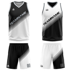 Benutzerdefinierte Schwarz Weiß Reversible Basketball Jersey Personalisierte Print Name Nummer Logo