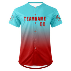 Benutzerdefiniert Blau Rot Personalisierter Baseball Jersey mit Farbverlauf Team Uniform mit Namen und Nummer