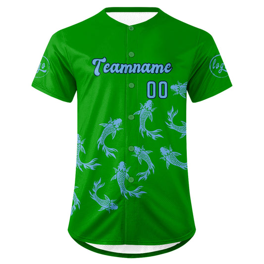 Benutzerdefiniert Grün Blau Personalisierter Baseball Jersey mit Farbverlauf Team Uniform mit Namen und Nummer