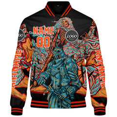 Maßgeschneiderte Orange Letterman Varsity Jacket Individuelle Stickerei Druck nach Ihrem Wunsch