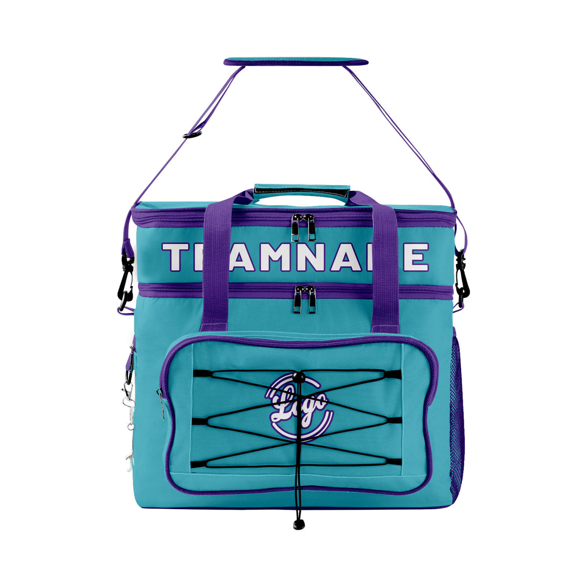 Maßgeschickerte Petrol Lila vollflächig bedruckte isolierte Kühltasche mit Doppelwand Wasserdichte 600D Oxford Picknick-Tragetasche für Teamevents & Outdoor-Grillen