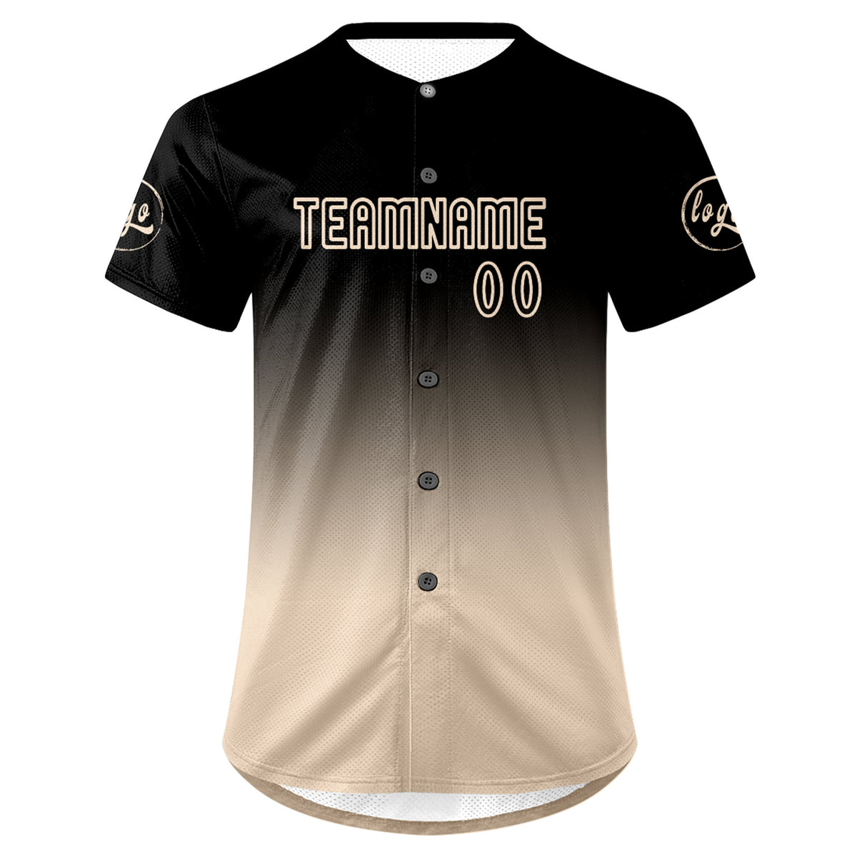 Benutzerdefiniert Schwarz Beige Personalisierter Baseball Jersey mit Farbverlauf Team Uniform mit Namen und Nummer