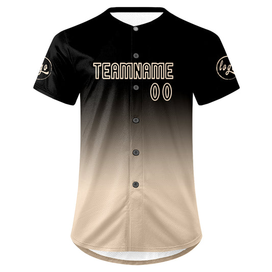 Benutzerdefiniert Schwarz Beige Personalisierter Baseball Jersey mit Farbverlauf Team Uniform mit Namen und Nummer