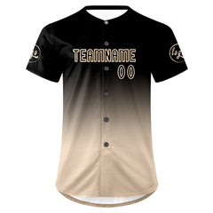 Benutzerdefiniert Schwarz Beige Personalisierter Baseball Jersey mit Farbverlauf Team Uniform mit Namen und Nummer