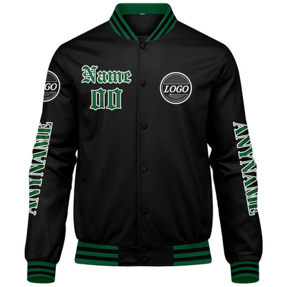 Maßgeschneiderte Grün Letterman Varsity Jacket Individuelle Stickerei Druck nach Ihrem Wunsch