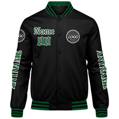 Maßgeschneiderte Grün Letterman Varsity Jacket Individuelle Stickerei Druck nach Ihrem Wunsch
