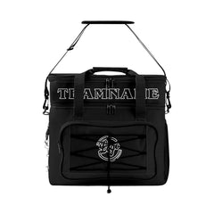 Maßgeschickerte Schwarz vollflächig bedruckte isolierte Kühltasche mit Doppelwand Wasserdichte 600D Oxford Picknick-Tragetasche für Teamevents & Outdoor-Grillen
