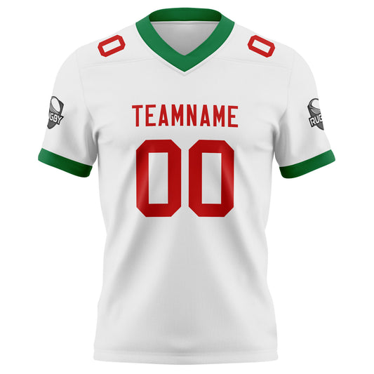 Benutzerdefinierte Weiß Rot Fußball Trikots Personalisierter Name Nummer Logo