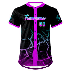 Benutzerdefiniert Schwarz Helllila Personalisierter Baseball Jersey mit Farbverlauf Team Uniform mit Namen und Nummer