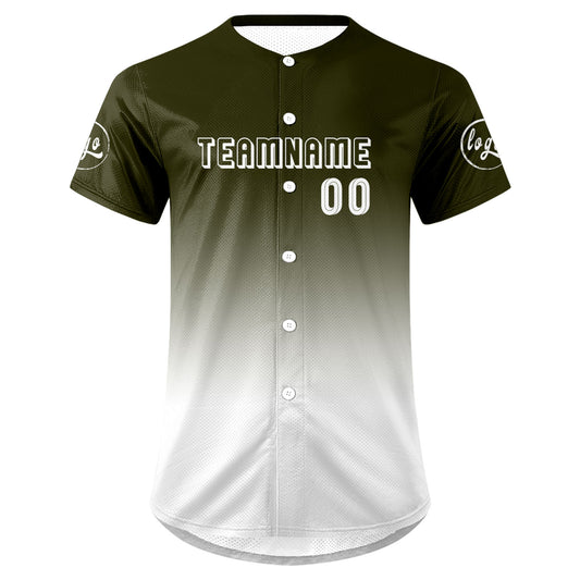 Benutzerdefiniert Grün Weiß Personalisierter Baseball Jersey mit Farbverlauf Team Uniform mit Namen und Nummer