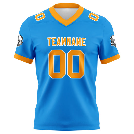 Benutzerdefinierte Blau Orange Fußball Trikots Personalisierter Name Nummer Logo
