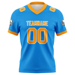 Benutzerdefinierte Blau Orange Fußball Trikots Personalisierter Name Nummer Logo