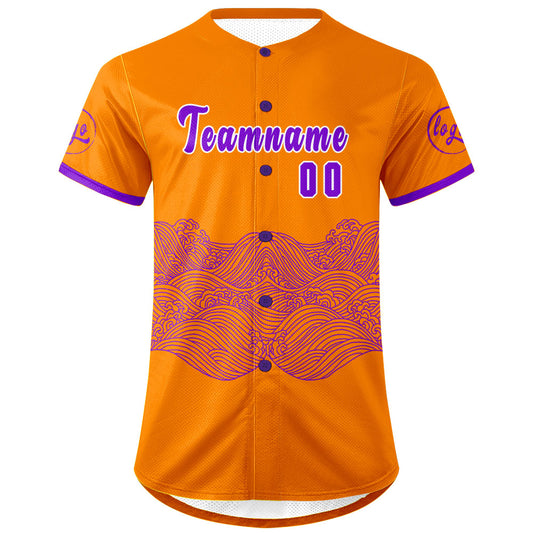 Benutzerdefiniert Orange Lila Personalisierter Baseball Jersey mit Farbverlauf Team Uniform mit Namen und Nummer
