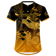 Benutzerdefiniert Schwarz Gelb Personalisierter Baseball Jersey mit Farbverlauf Team Uniform mit Namen und Nummer