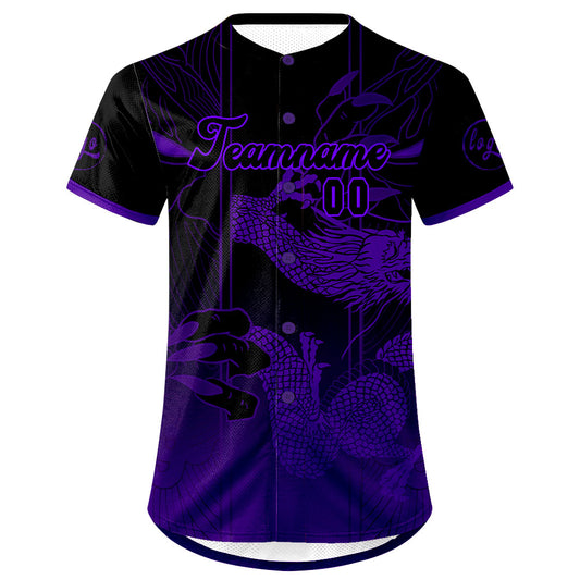 Benutzerdefiniert Schwarz Lila Personalisierter Baseball Jersey mit Farbverlauf Team Uniform mit Namen und Nummer