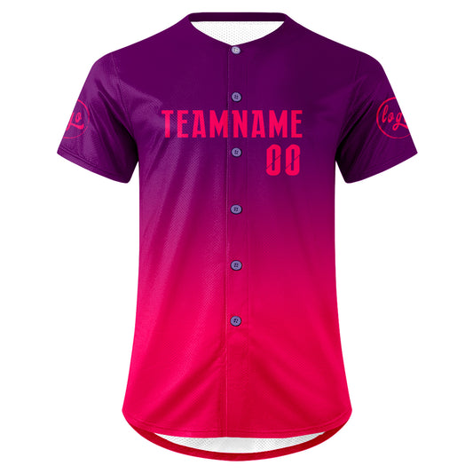 Benutzerdefiniert Lila Fuchsia Personalisierter Baseball Jersey mit Farbverlauf Team Uniform mit Namen und Nummer