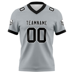 Benutzerdefinierte Grau Schwarz Fußball Trikots Personalisierter Name Nummer Logo