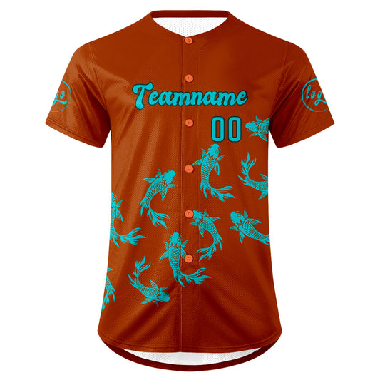 Benutzerdefiniert Orange Cyan Personalisierter Baseball Jersey mit Farbverlauf Team Uniform mit Namen und Nummer