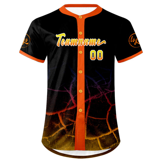 Benutzerdefiniert Schwarz Orange Gelb Personalisierter Baseball Jersey mit Farbverlauf Team Uniform mit Namen und Nummer