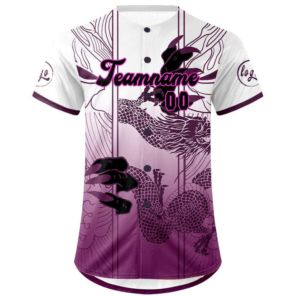 Benutzerdefiniert Lila Weiß Personalisierter Baseball Jersey mit Farbverlauf Team Uniform mit Namen und Nummer