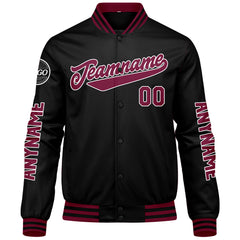 Maßgeschneiderte Crimson Schwarz Letterman Varsity Jacket Individuelle Stickerei Druck nach Ihrem Wunsch
