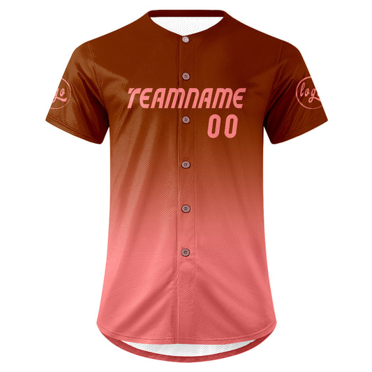 Benutzerdefiniert Braun Rosa Personalisierter Baseball Jersey mit Farbverlauf Team Uniform mit Namen und Nummer