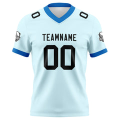 Benutzerdefinierte Cyan Schwarz Fußball Trikots Personalisierter Name Nummer Logo