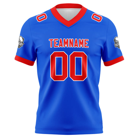 Benutzerdefinierte Blau Rot Fußball Trikots Personalisierter Name Nummer Logo