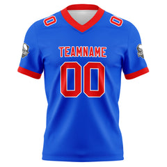 Benutzerdefinierte Blau Rot Fußball Trikots Personalisierter Name Nummer Logo