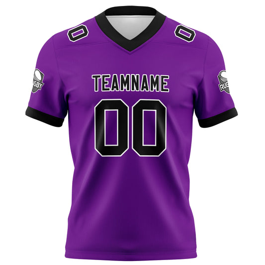 Benutzerdefinierte Lila Schwarz Fußball Trikots Personalisierter Name Nummer Logo