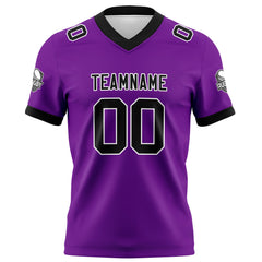 Benutzerdefinierte Lila Schwarz Fußball Trikots Personalisierter Name Nummer Logo