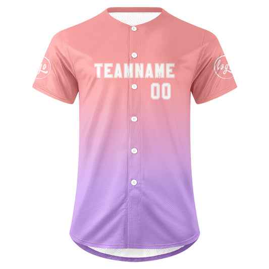 Benutzerdefiniert Rosa Lichtlila Personalisierter Baseball Jersey mit Farbverlauf Team Uniform mit Namen und Nummer