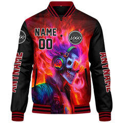 Maßgeschneiderte Rot Schwarz Letterman Varsity Jacket Individuelle Stickerei Druck nach Ihrem Wunsch