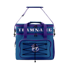 Maßgeschickerte Dunkelblau Lila vollflächig bedruckte isolierte Kühltasche mit Doppelwand Wasserdichte 600D Oxford Picknick-Tragetasche für Teamevents & Outdoor-Grillen
