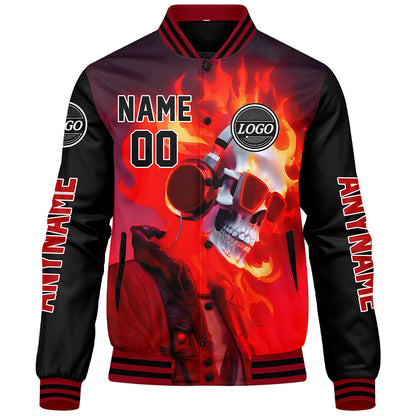 Maßgeschneiderte Schwarz Grau Letterman Varsity Jacket Individuelle Stickerei Druck nach Ihrem Wunsch
