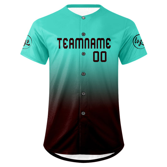 Benutzerdefiniert Cyan Braun Personalisierter Baseball Jersey mit Farbverlauf Team Uniform mit Namen und Nummer