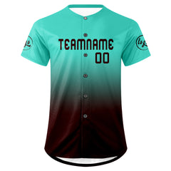 Benutzerdefiniert Cyan Braun Personalisierter Baseball Jersey mit Farbverlauf Team Uniform mit Namen und Nummer