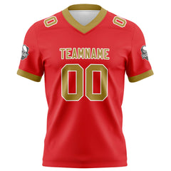 Benutzerdefinierte Rot Gold Fußball Trikots Personalisierter Name Nummer Logo