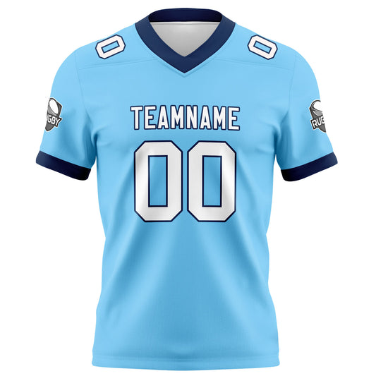 Benutzerdefinierte Blau Marine Fußball Trikots Personalisierter Name Nummer Logo