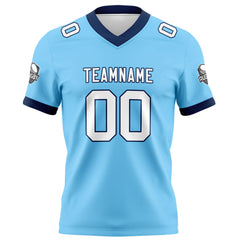 Benutzerdefinierte Blau Marine Fußball Trikots Personalisierter Name Nummer Logo