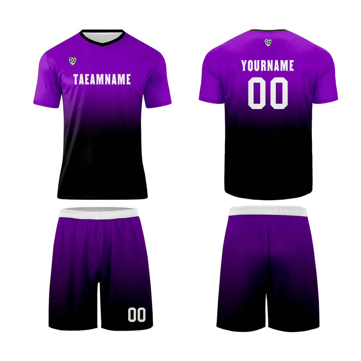 Benutzerdefinierte Lila Schwarz Trikots für Männer Frauen Personalisierte Fußball Uniformen für Erwachsene und Kind